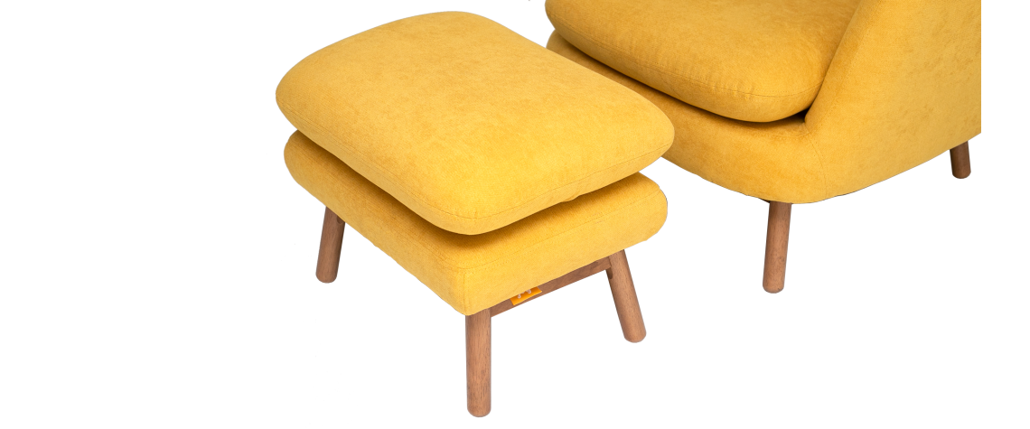 Anna Armchair with Foot Stool (Yellow Mustard)