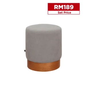 Houms Round Stool (Light Grey-Walnut)