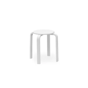 Kyoto II Bend Wood Stool (White)