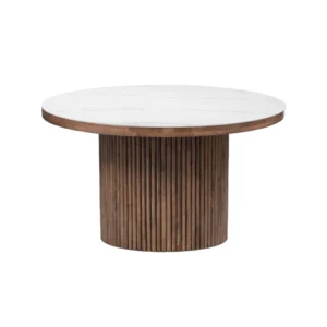 Full Muji 1.3M Round Dining Table (Sintered Stone | Walnut)